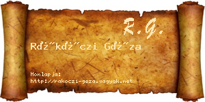 Rákóczi Géza névjegykártya