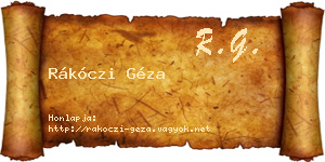 Rákóczi Géza névjegykártya